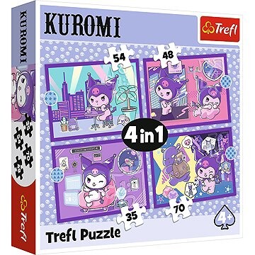 TREFL Puzzle Deň s Kuromi 4 v 1 (35, 48, 54, 70 dielikov)