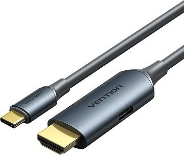 Vention HDMI Male to USB-C Male 4K HD Cable with Power Supply 1.5M Gray Metal Type
