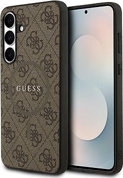 Guess PU Leather 4G Colored Ring MagSafe Zadný Kryt na Samsung Galaxy S25 FE Brown