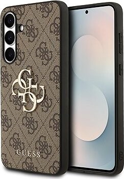 Guess PU 4G Metal Logo Zadný Kryt na Samsung Galaxy S25 FE Brown