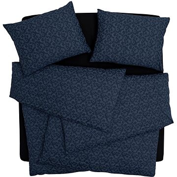 SCANquilt obliečky ART JERSEY tapestry tm. modrá 140 × 200/70 × 90 cm