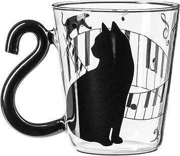 Alum Sklenený hrnček mačka s chvostom 300 ml