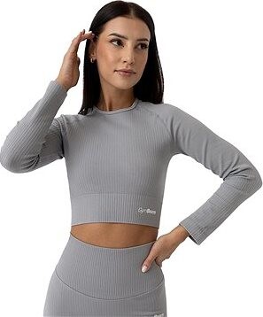 GymBeam Dámske tričko FLO Ribbed Crop Top Grey L