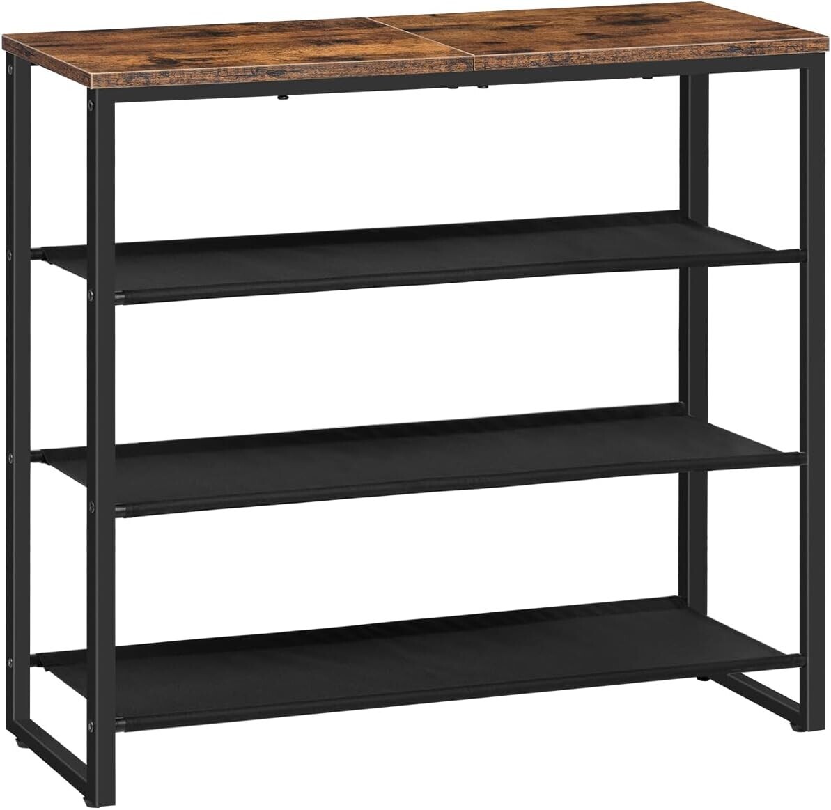 Botník s látkovými policemi Vasagle Elviro 75 cm černý/hnědý