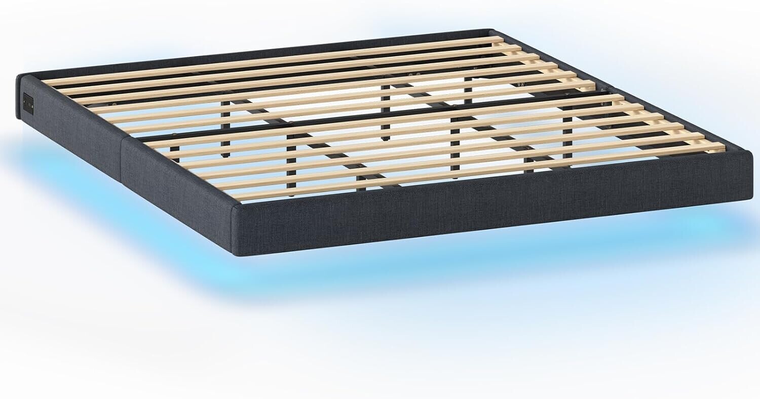 Dvoulůžková postel Timaro 180x200 s nabíjecí stanicí a LED osvětlením šedá