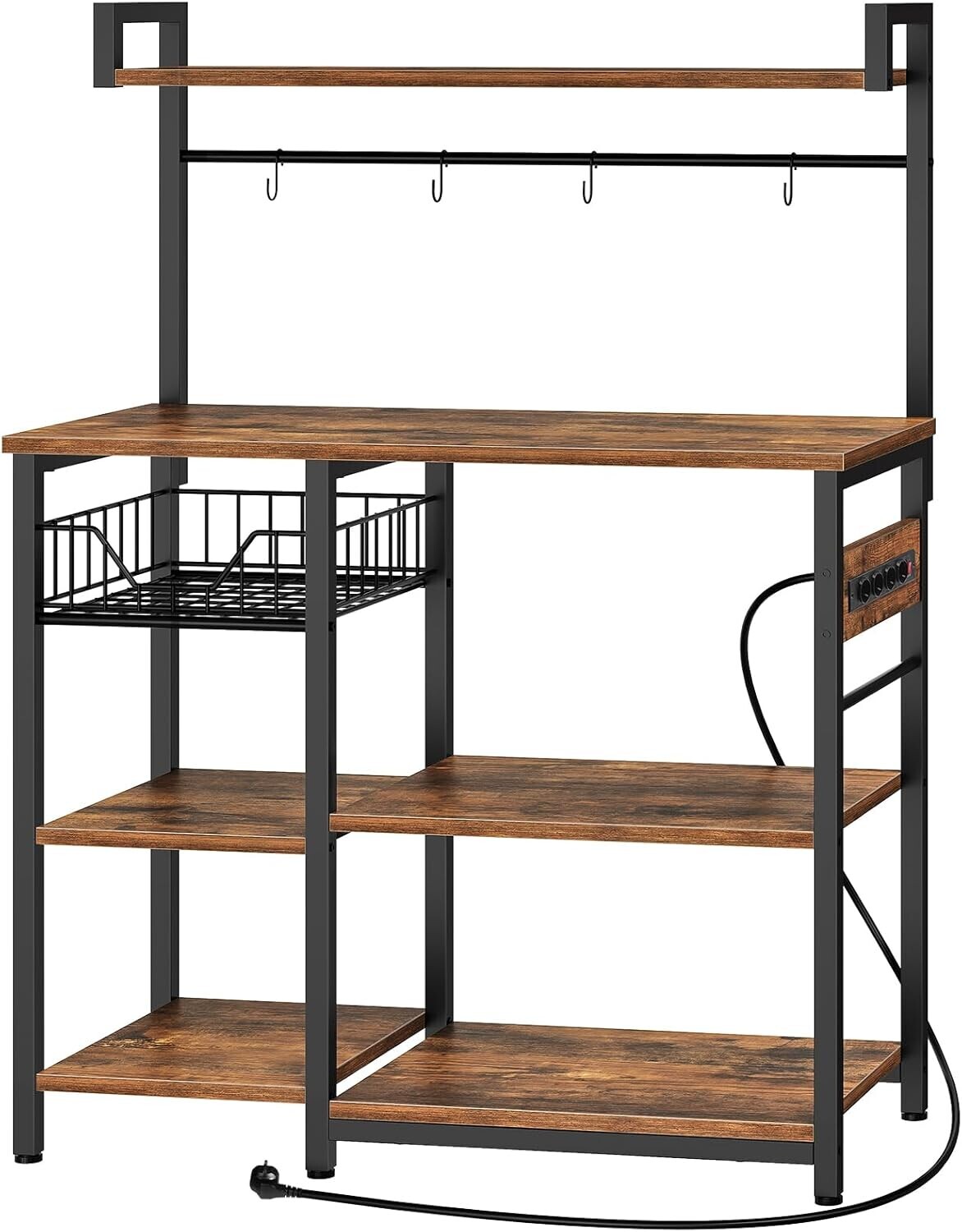 Kuchyňský regál Vasagle Emmi 90 cm se zásuvkami hnědý/černý