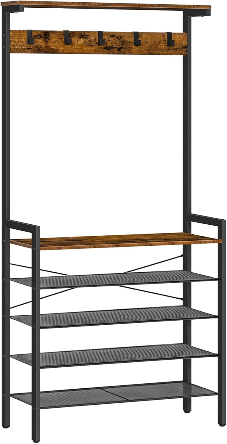 Předsíňový věšák s botníkem Vasagle Belino 74 cm černý/hnědý