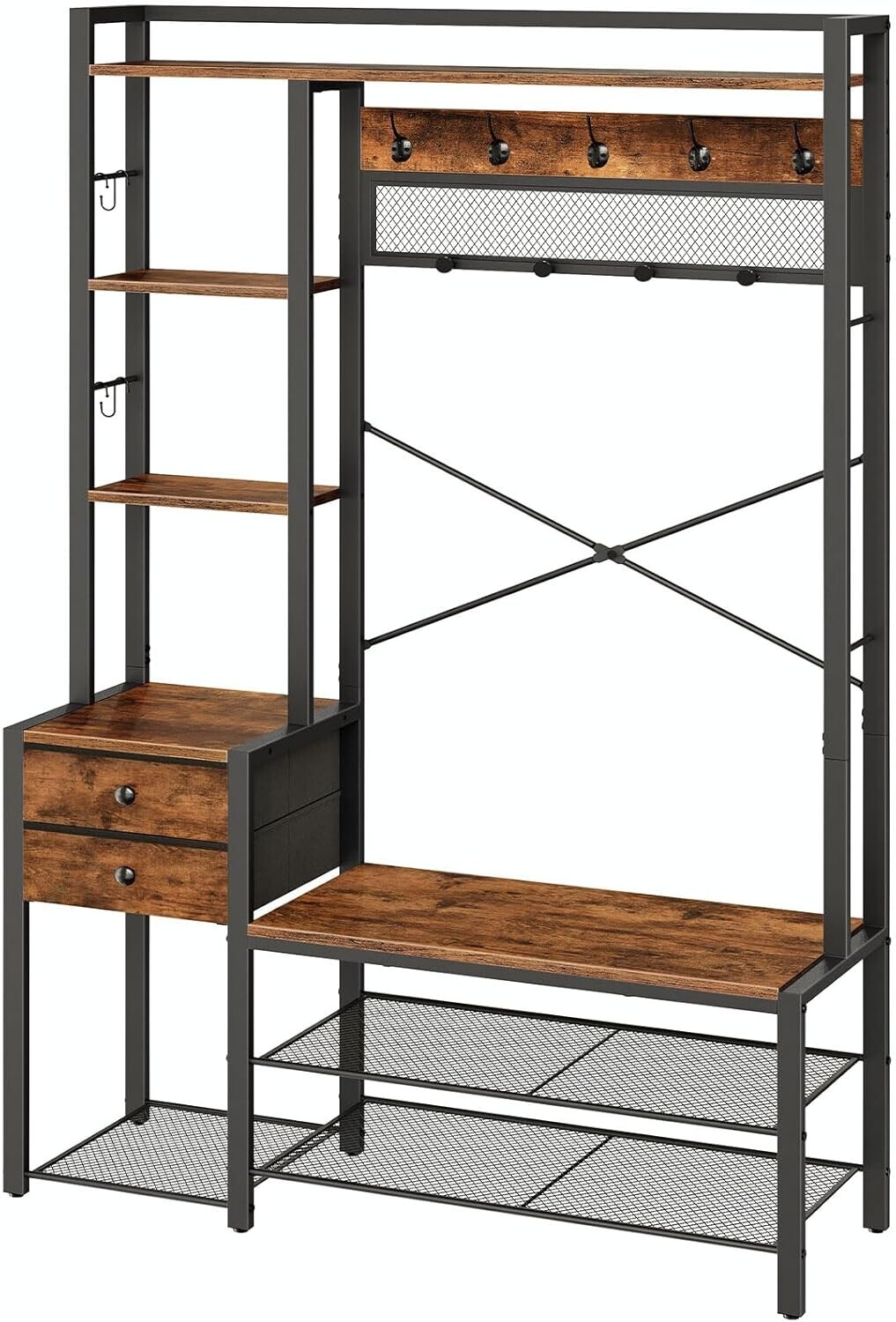 Předsíňový věšák s botníkem Vasagle Lorenda černý/hnědý