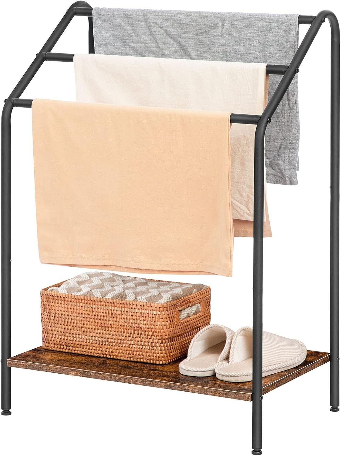 Stojan na ručníky Vasagle Zelario černý/hnědý