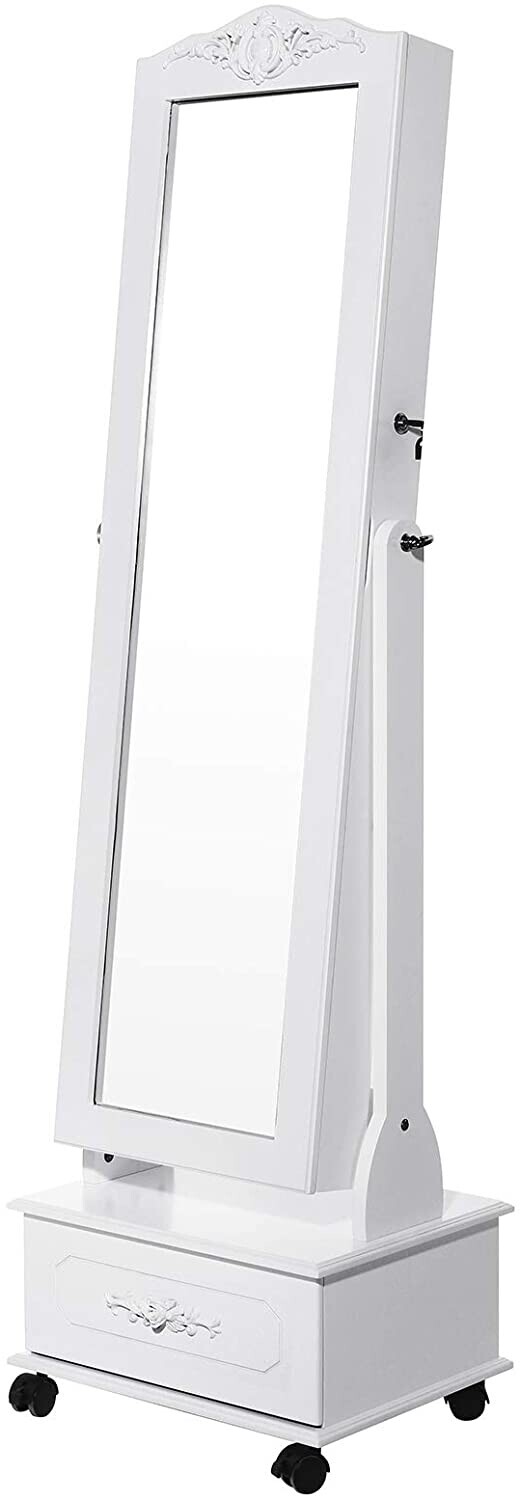 Zrkadlo so šperkovnicou Glam biely lesk