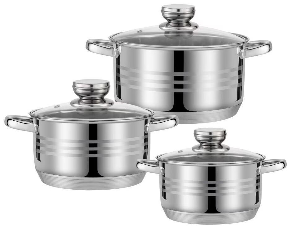 MAKRO -Sada hrncov 3-dielna s pokrievkou, 4,7L, 6,5L, 8,2L