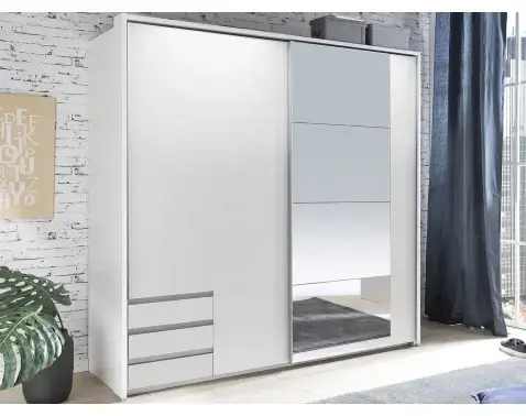 Šatníková skriňa Emden, 179 cm, biela%