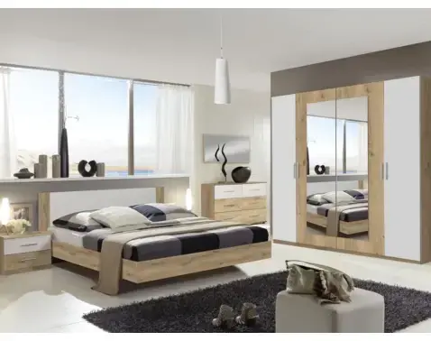 Zostava spálne Nora 180x200 cm, doskový dub/biela%