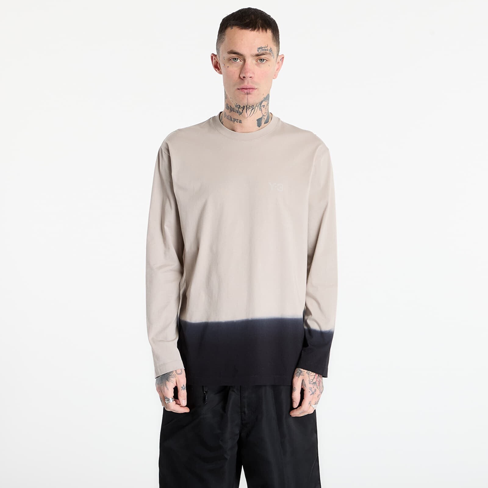 Tričko Y-3 DIPPED LONG SLEEVE Long-Sleeve Top Light Brown/ Black XL