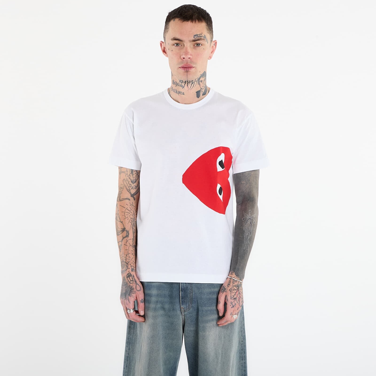 Tričko Comme des Garçons PLAY T-Shirt Logo Print Knit UNISEX White XXS