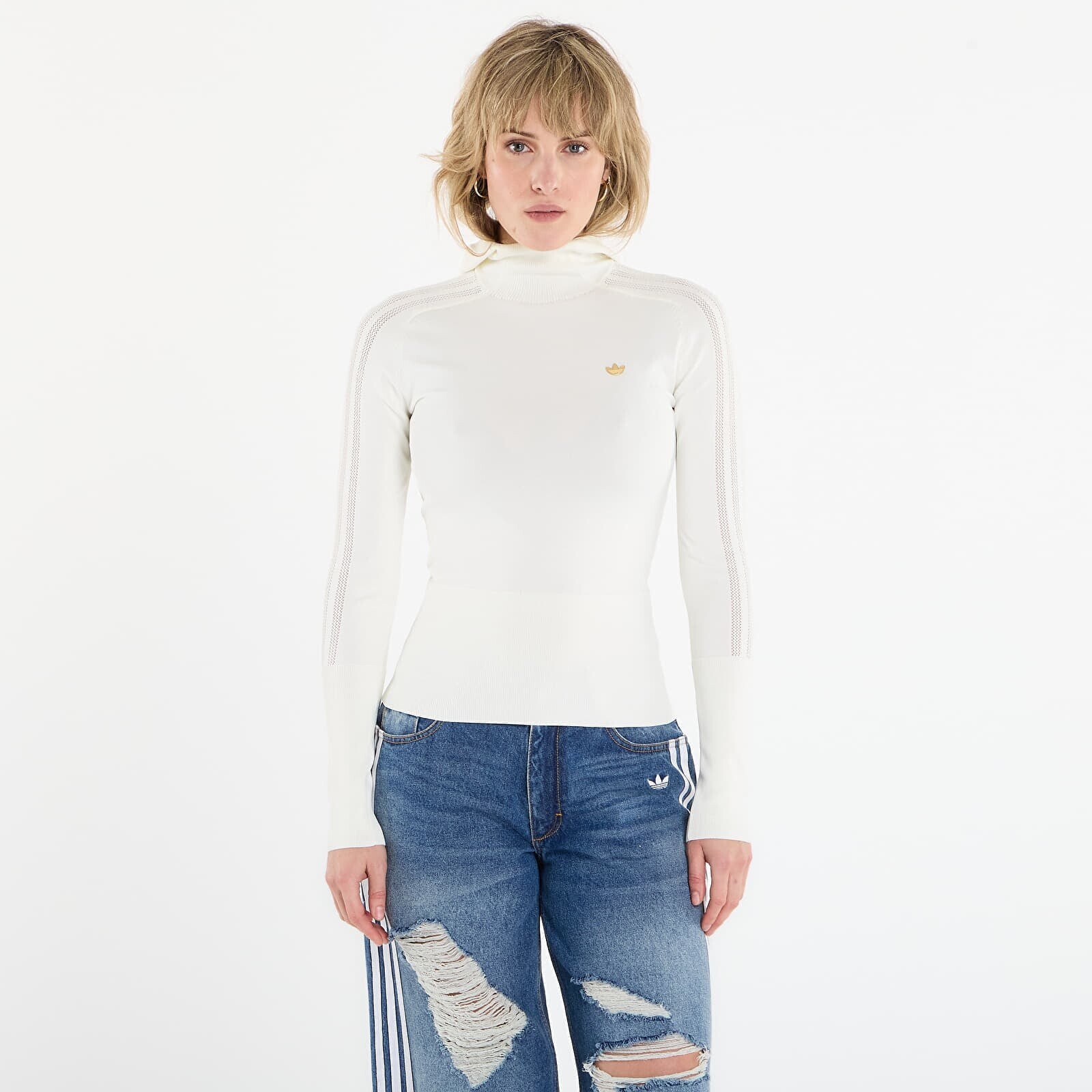 Mikina adidas Knit Hooded Ls Off White S