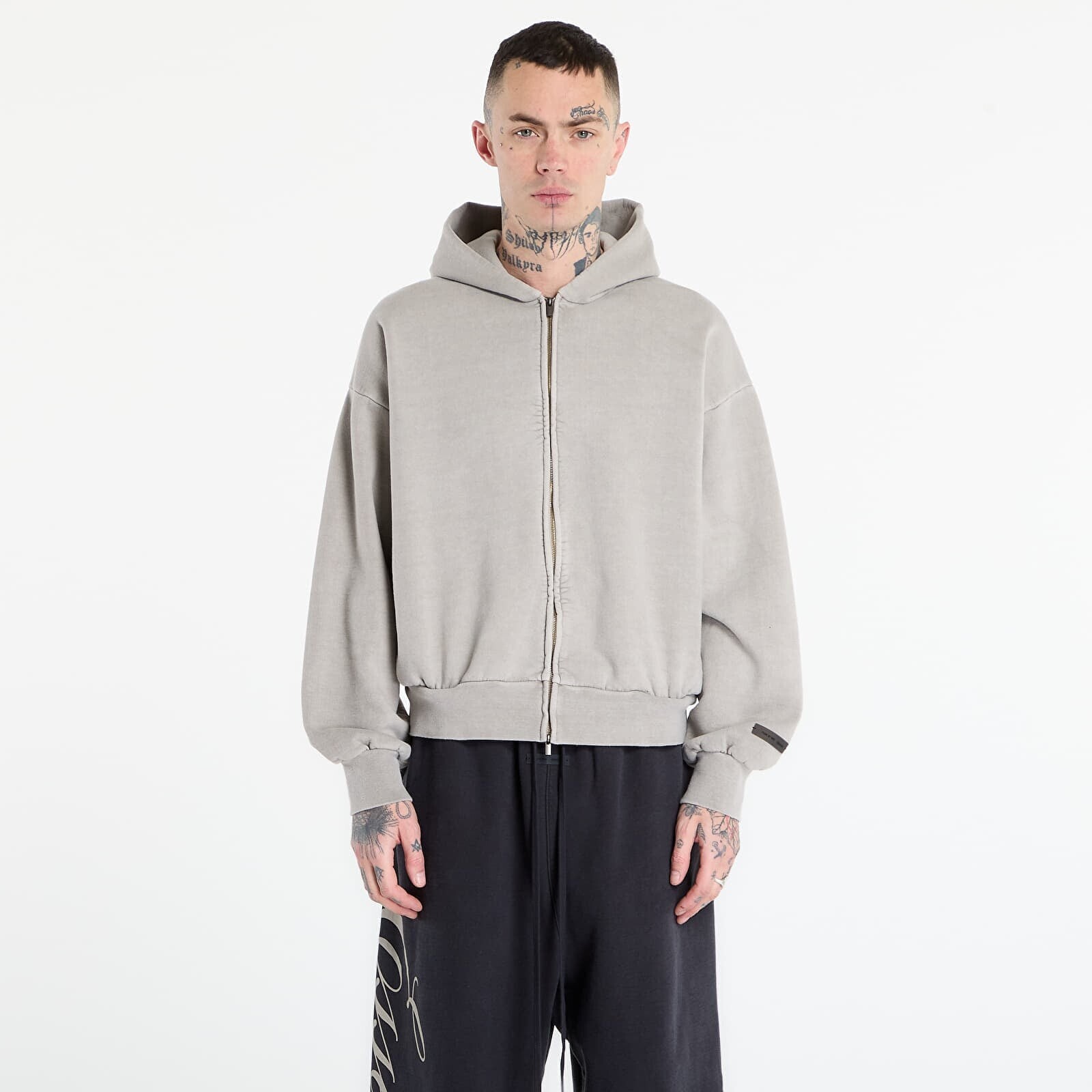 Mikina Fear of God Essentials Classic Full Zip Hoodie Smoke Grey XXL