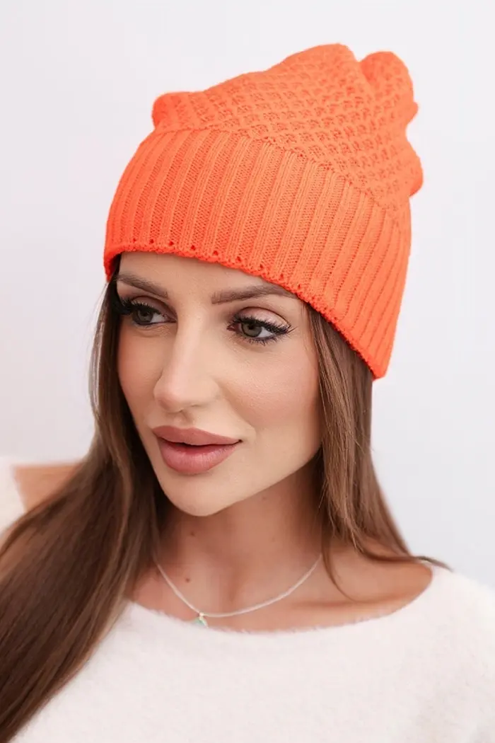 Dámska zimná vlnená čiapka Kesi K426 oranžová