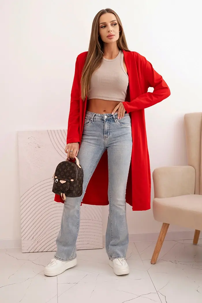 Dámsky bavlnený kardigan červený