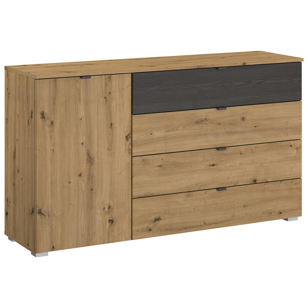 Rauch Möbel KOMODA, čierna, dub artisan, 120/81/42 cm