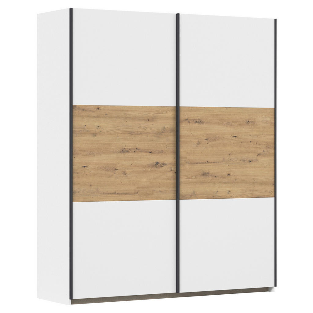 Rauch Möbel ŠAT. SKRIŇA S POSUV. DVERAMI, biela, dub artisan, 175/210/59 cm