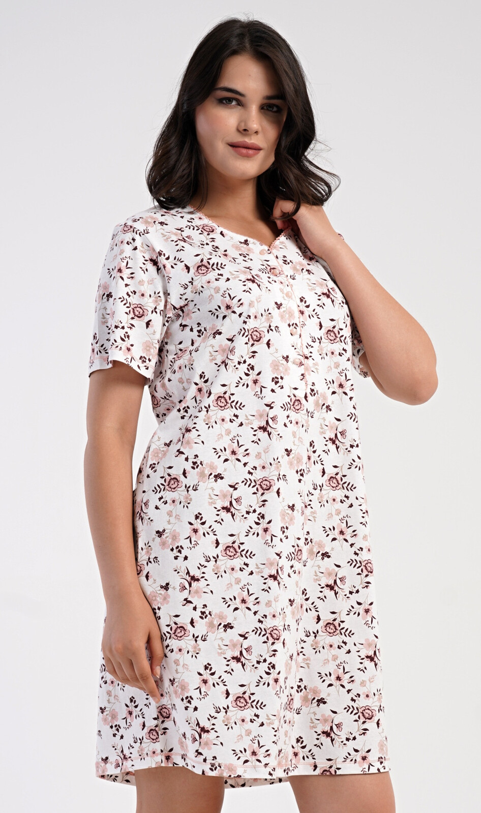 Dámska nočná košeľa s krátkym rukávom Rose světle lososová 1XL