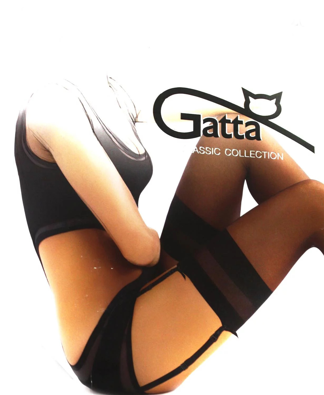 Dámske pančuchy na podväzkový pás Sally - Gatta 3-4 nero