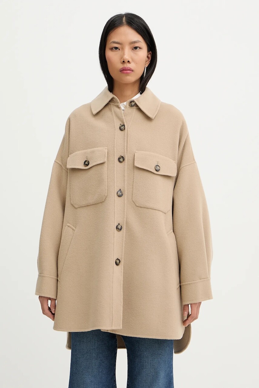 Košeľová bunda s prímesou vlny Weekend Max Mara LASER