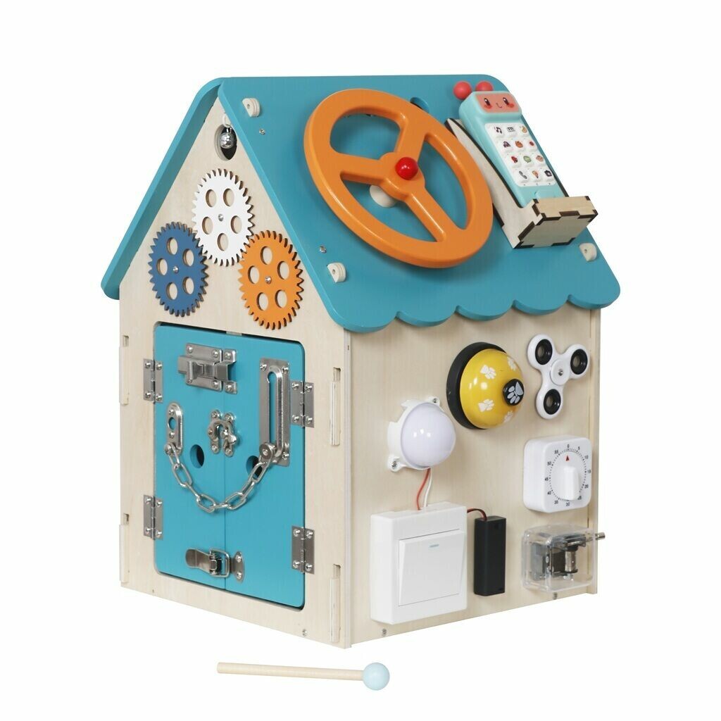 2Kids Toys Activity board Domček, tyrkysová