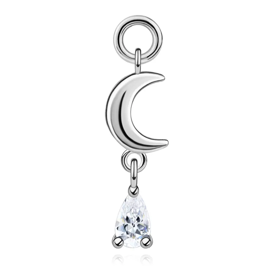 Strieborný prívesok 925 mesiac so zirkónom v tvare kvapky