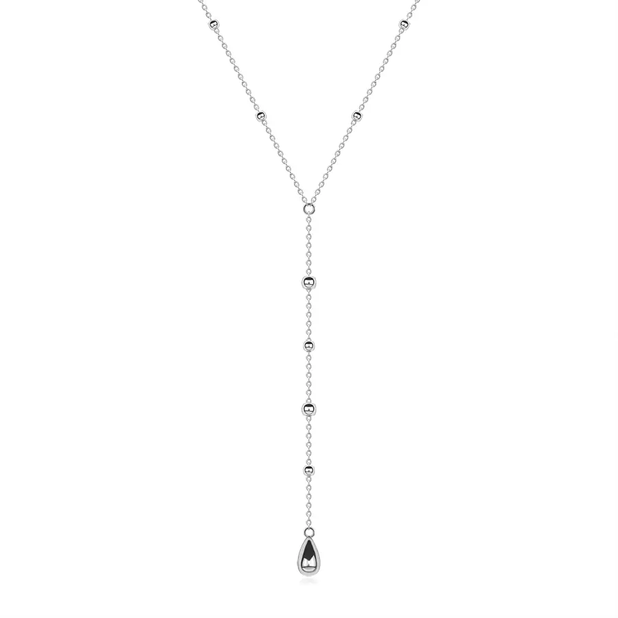 Strieborný náhrdelník 925 s guľôčkami a príveskom kvapky