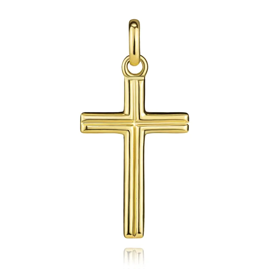 Zlatý prívesok 9K latinský kríž so zdvojenými líniami a stredovou ryhou