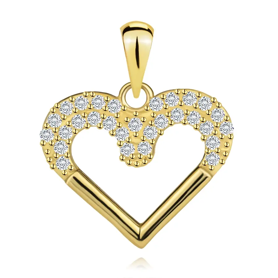Zlatý prívesok 9K srdce s dvojitou líniou zirkónov
