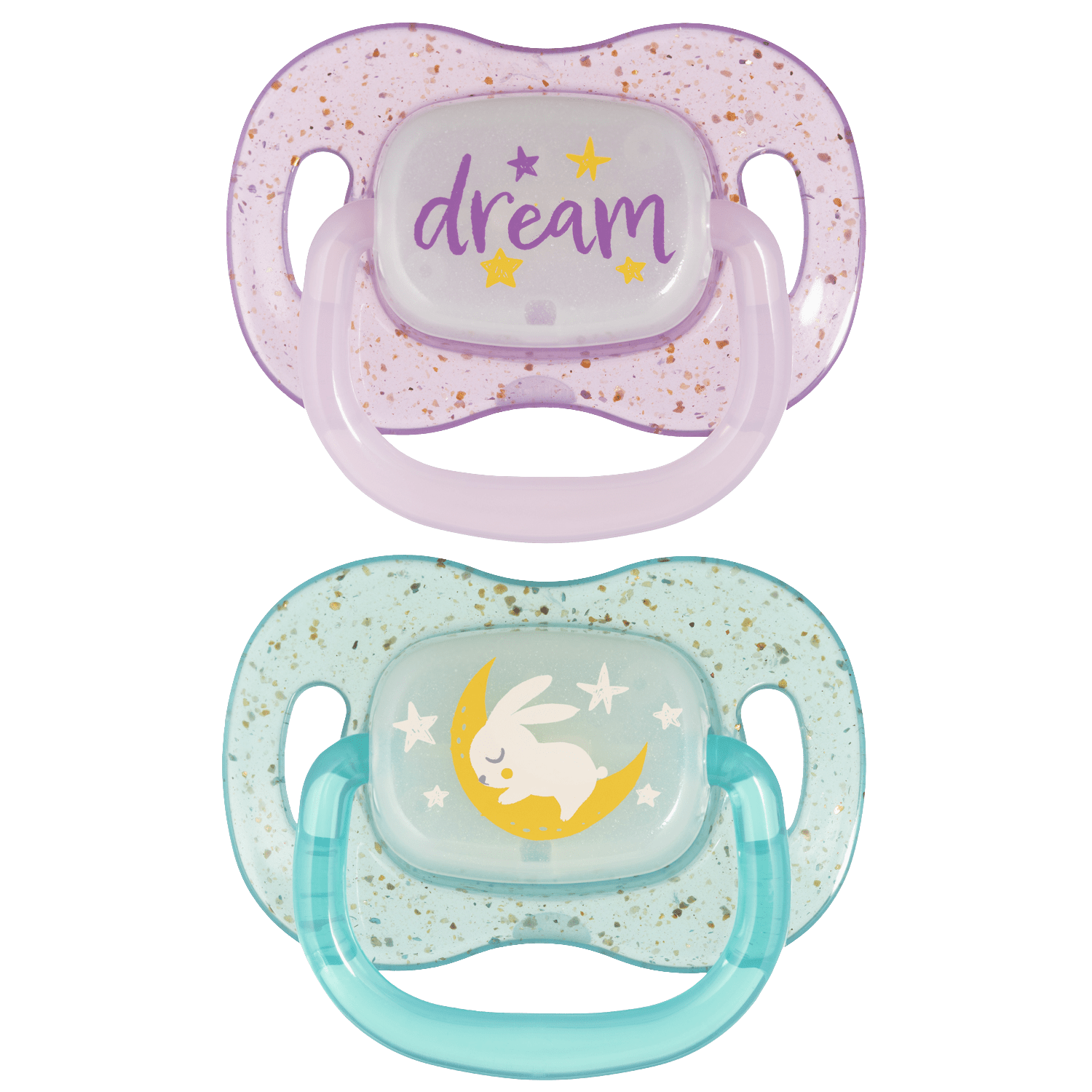 CANPOL BABIES Cumlík svietiaci silikónový symetrický NIGHTGLOW 0-6m dievča 2 ks