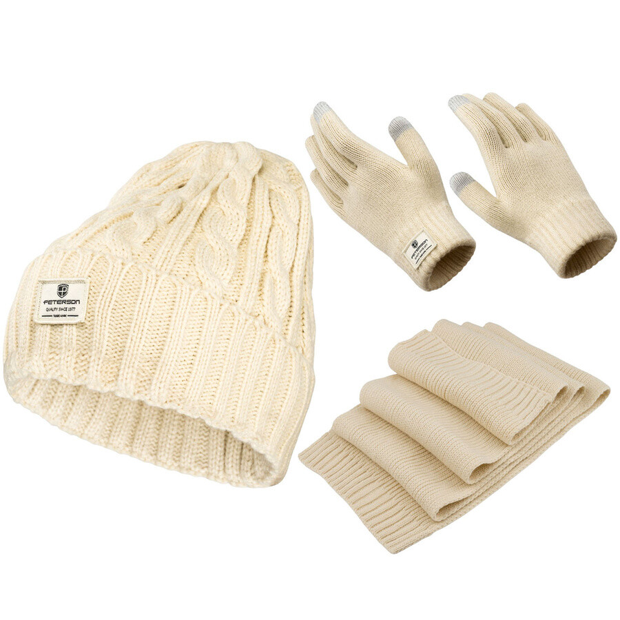 Béžová zimná súprava – čiapka, rukavice a šál