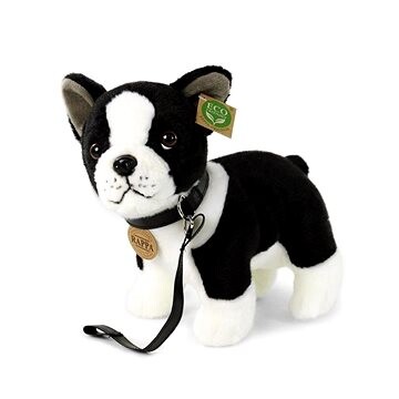 Rappa Plyšový pes Bostonský teriér s vodidlom stojací 23 cm