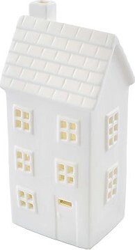 EMOS LED keramický domček, 16 cm, 1× CR2032, vnútorný, teplá biela, časovač