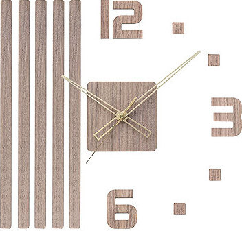 PRIM Tiché drevené nalepovacie hodiny Completely Silent – tmavohnedé