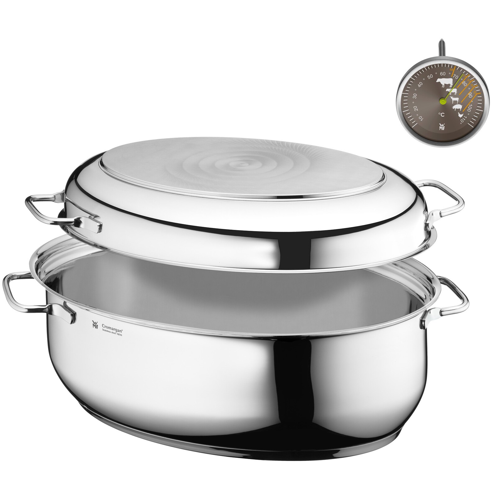 Oválny pekáč ACTION 8,5 l, s multifunkčným vekom z nehrdzavejúcej ocele a teplomerom, WMF