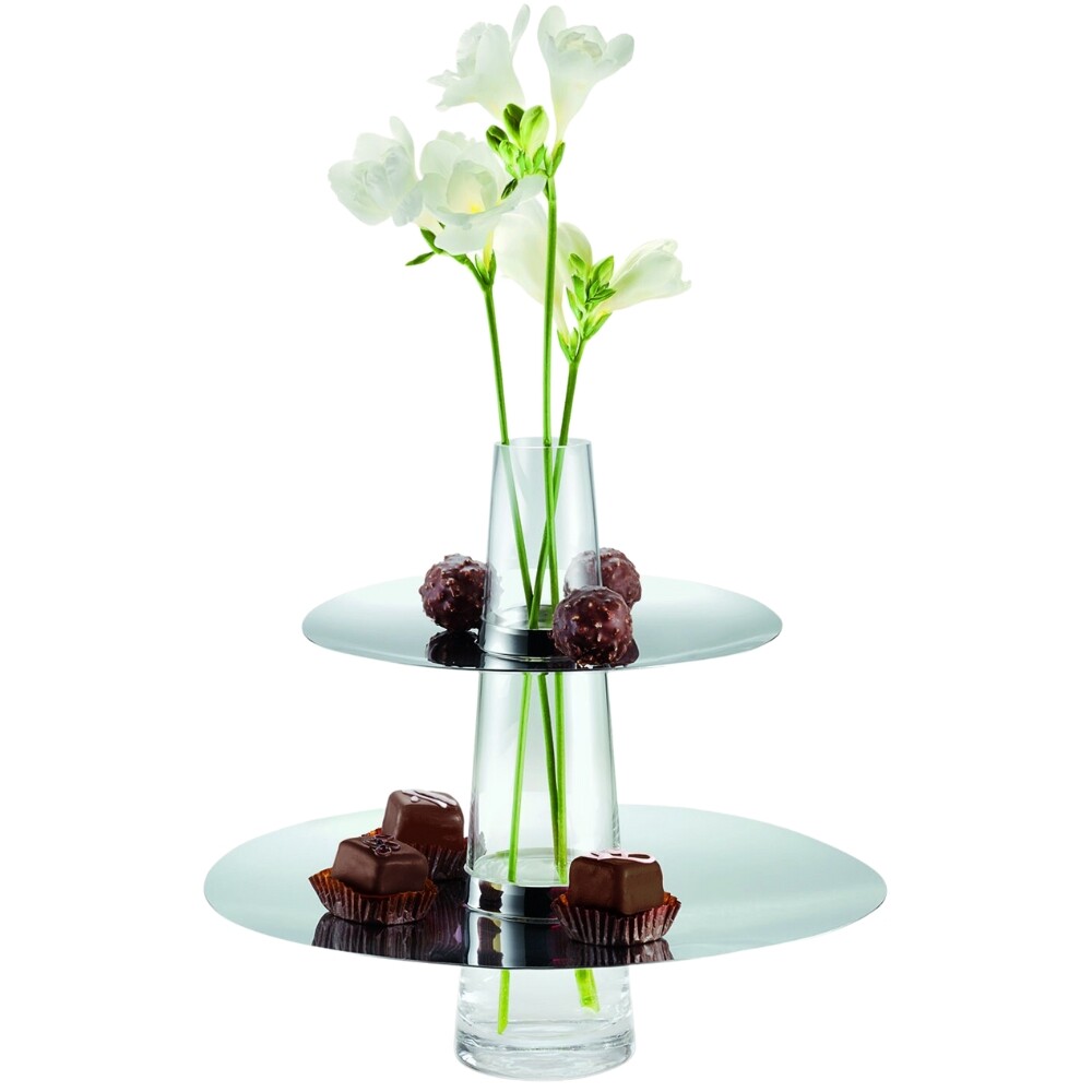 Etažér a váza FONTAINE 25 cm, strieborná, Philippi