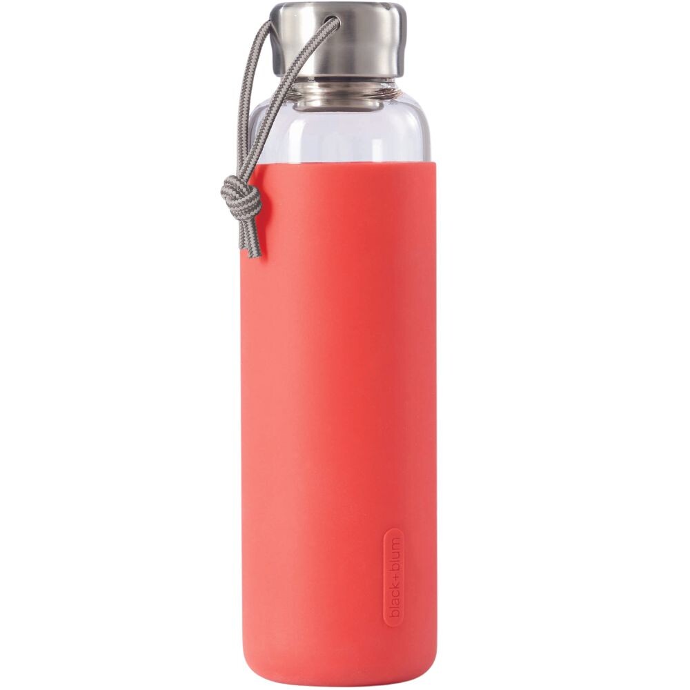 Fľaša na vodu 600 ml, koralová, sklo, Black+Blum