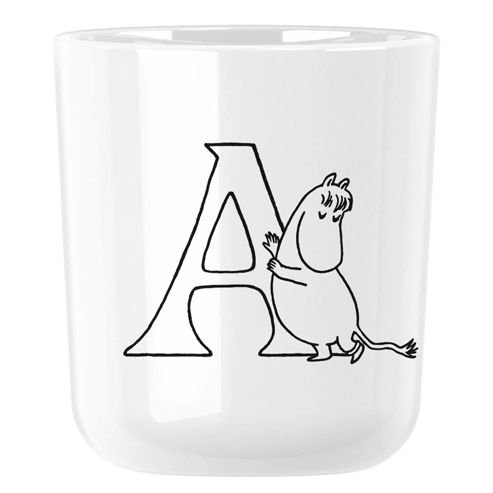 Plastový pohár MOOMIN ABC 200 ml, písmeno A, biela, RIG-TIG