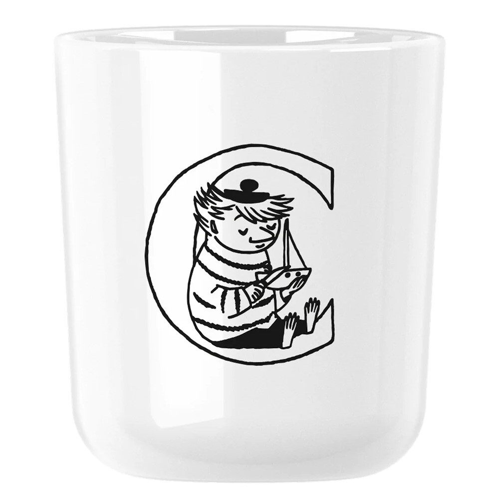 Plastový pohár MOOMIN ABC 200 ml, písmeno C, biela, RIG-TIG