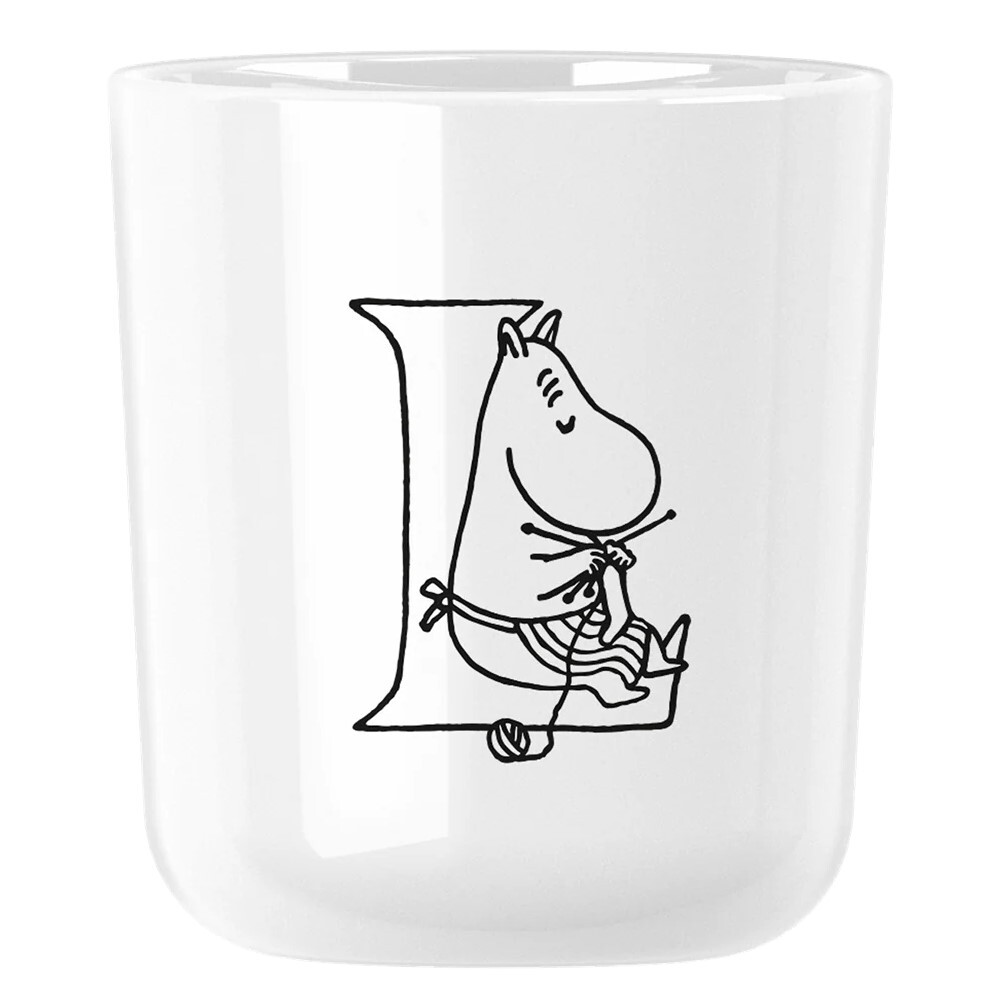 Plastový pohár MOOMIN ABC 200 ml, písmeno L, biela, RIG-TIG