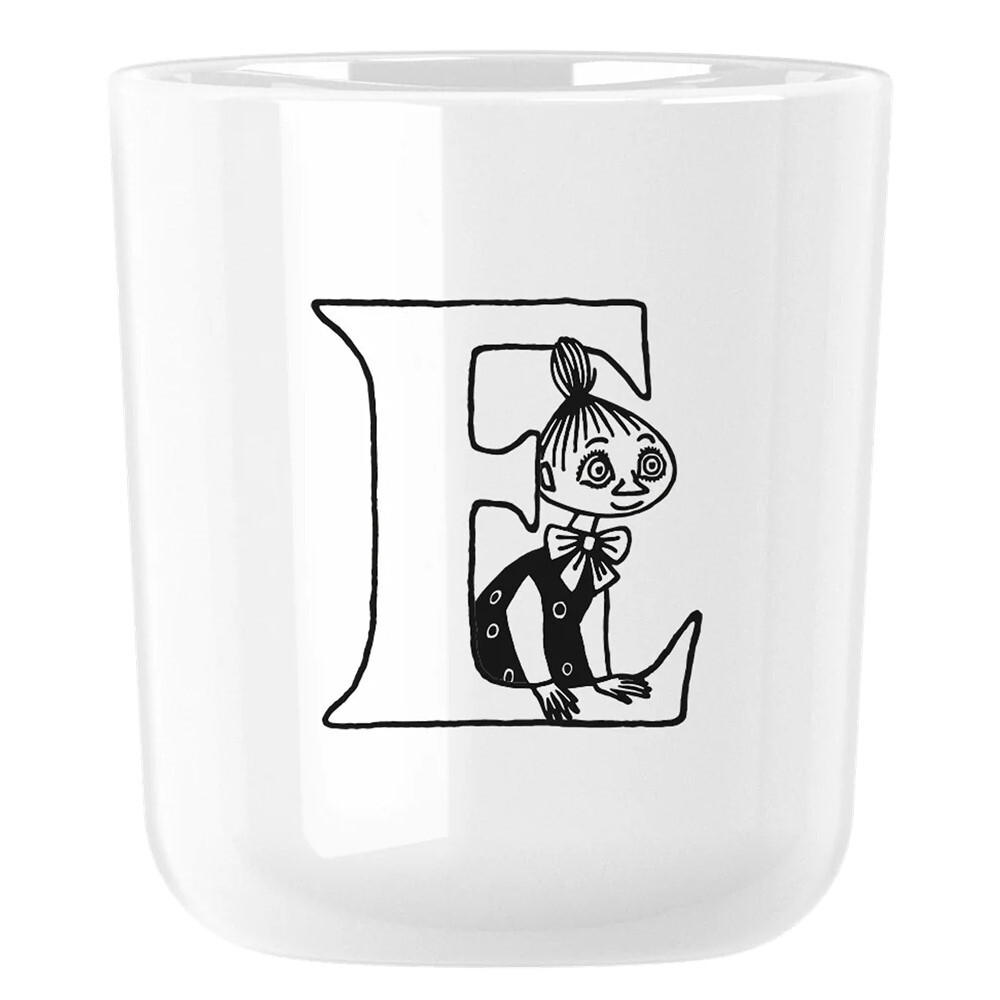 Plastový pohár MOOMIN ABC 200 ml, písmeno E, biela, RIG-TIG