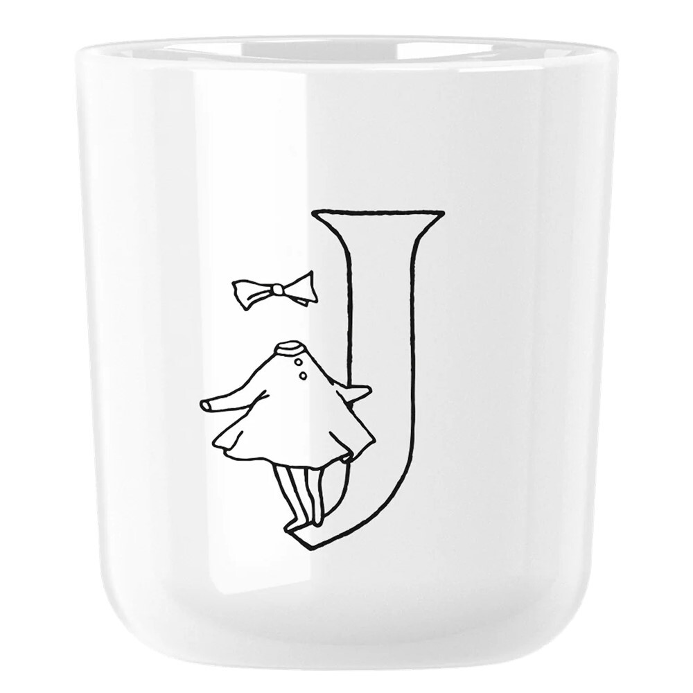 Plastový pohár MOOMIN ABC 200 ml, písmeno J, biela, RIG-TIG