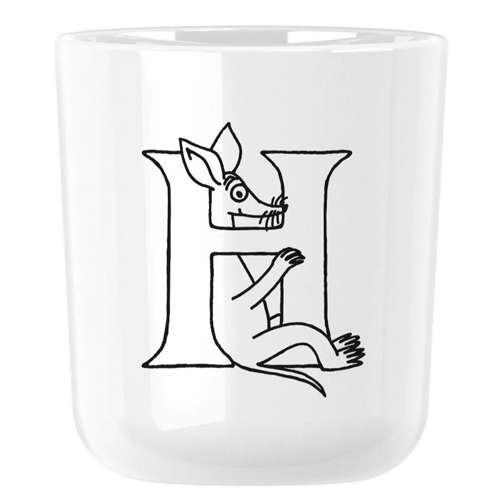 Plastový pohár MOOMIN ABC 200 ml, písmeno H, biela, RIG-TIG