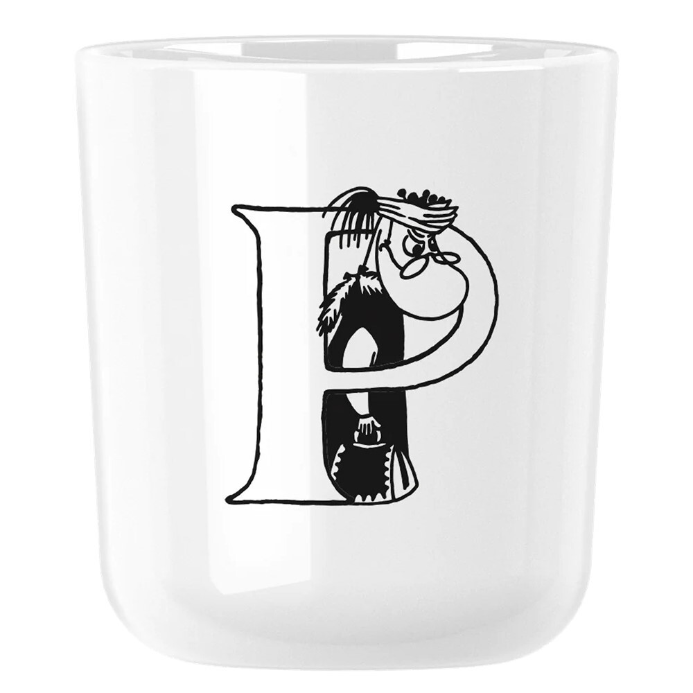 Plastový pohár MOOMIN ABC 200 ml, písmeno P, biela, RIG-TIG