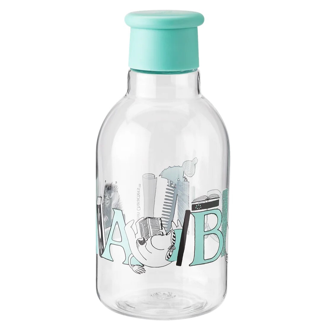 Fľaša na vodu MOOMIN ABC 500 ml, tyrkysová, tritán, RIG-TIG