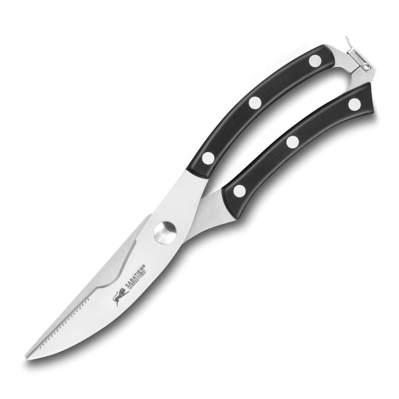 Nožnice na hydinu PLUTON 10 cm, nerezové nity, čierna, Lion Sabatier